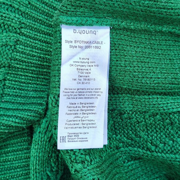 ATTRACTIVE b. Young Cable Kint Sweater Women's Size Large Green 1/4 Zip - Picture 6 of 6
